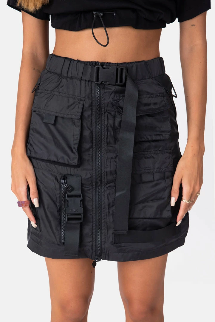New ✨ Adika FILA // Cargo Pockets Nylon Mini 👗 Skirt 🎁 3 Adika FILA // Cargo Pockets Nylon Mini Skirt