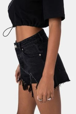 Adika Treacy Ripped Hem Denim Shorts
