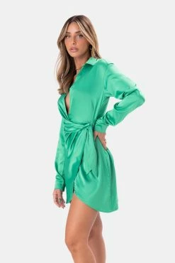 Adika Jagger Satin-Finish Wrap Mini Dress Clothing