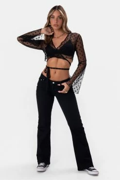 Adika Florally Wrap Sheer Crop Top