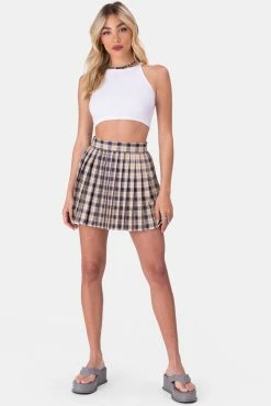 Adika Osborn Pleated Plaid Mini Skirt OUTLET