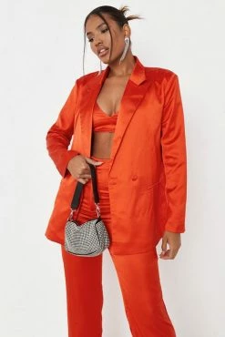 Adika MISSGUIDED // Oversized Satin-Finish Blazer Coats & Jackets