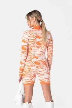 Adika Clothing Marbling Button-Up Knitted Romper