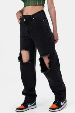Adika Sim Wrap-Waist Ripped Jeans | BOYFRIEND Clothing