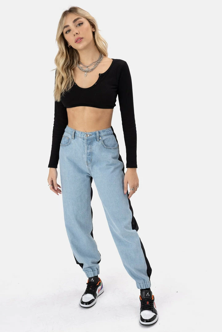 Best Sale ๐งจ Adika Hybrid Denim And Nylon Pants OUTLET ๐ 2 Adika Hybrid Denim And Nylon Pants OUTLET