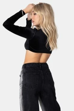 Adika OUTLET Bowtie Velvet Crop Top