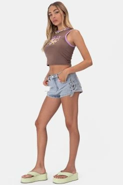 Adika Safford Side-Tie Denim Shorts