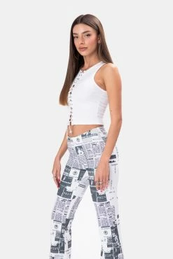 Adika Notting Lace-Up Ribbed Top