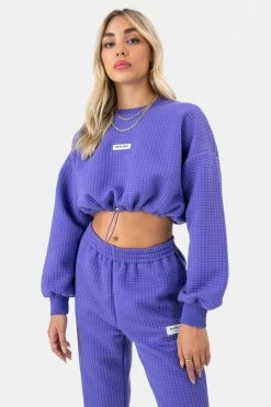 Adika OUTLET DARLING Waffle-Knit Cropped Sweatshirt