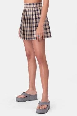 Adika Osborn Pleated Plaid Mini Skirt OUTLET