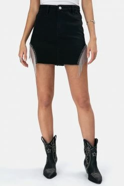 Adika Nola Fringe Denim Skirt OUTLET