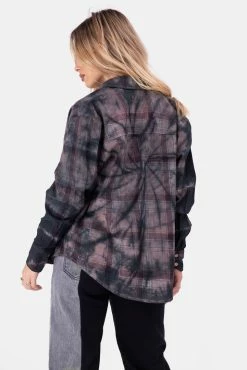 New 🔔 Adika Max Tie-Dye Plaid 👚 Shirt ✨ 8 Adika Max Tie-Dye Plaid Shirt