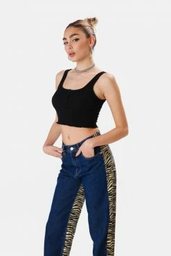 Adika Dinghy Button-Detail Crop Top Clothing