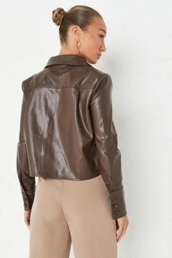 Best deal โค๏ธ Adika MISSGUIDED // Faux Leather Cropped Button ๐ Shirt ๐งจ 7 Adika MISSGUIDED // Faux Leather Cropped Button Shirt