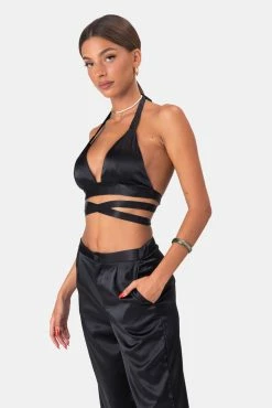Adika Sullivan Satin-Finish Strappy Bralette Top OUTLET