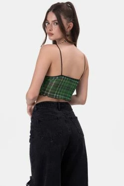 Adika OUTLET Grunge Plaid Mesh Crop Top
