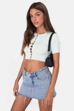 Adika Graham Button-Down Crop Top
