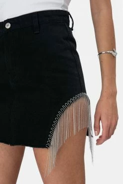 Adika Nola Fringe Denim Skirt OUTLET