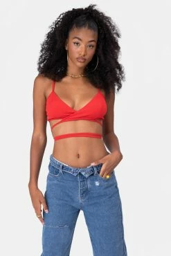 Adika Saweetie Wrap-Tie Crop Top OUTLET