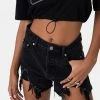 Adika Treacy Ripped Hem Denim Shorts