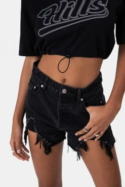 Adika Treacy Ripped Hem Denim Shorts