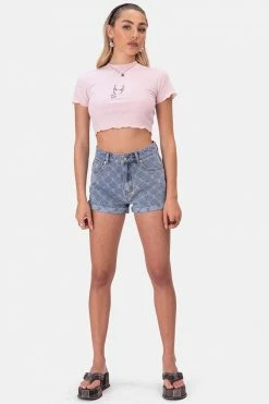 Adika OUTLET Diaz Distressed Pattern Denim Shorts