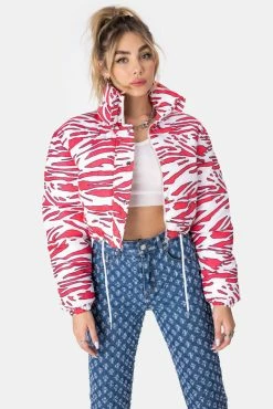 Adika Strokes Cropped Puffer Jacket