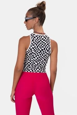 Wholesale 🥰 Adika OUTLET Motion Knitted Checkered Crop Top 🔥 8 Adika OUTLET Motion Knitted Checkered Crop Top