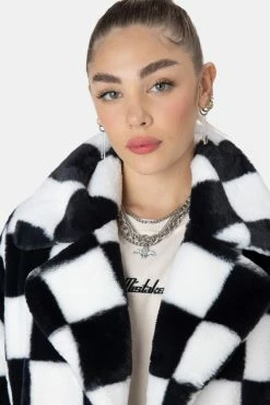 Adika Checkers Faux-Fur Coat