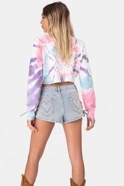 Adika Brook Tie-Dye Cropped Knit Sweater OUTLET