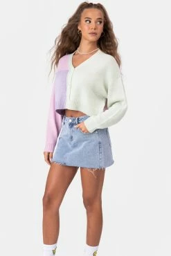 Flash Sale ⌛ Adika Morello Color-Block Cropped Cardigan ❤️ 7 Adika Morello Color-Block Cropped Cardigan