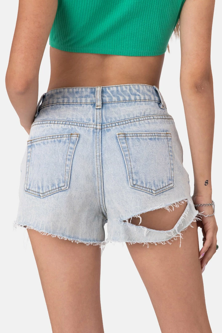 New ๐งจ Adika Clothing Peninsula Ripped-Back Denim Shorts ๐ 1 Adika Clothing Peninsula Ripped-Back Denim Shorts