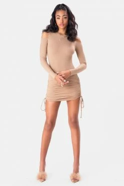 Adika Blairie Cold-Shoulder Ruched Mini Dress