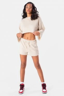 Adika Munro Bell-Sleeves Cropped Sweatshirt Clothing