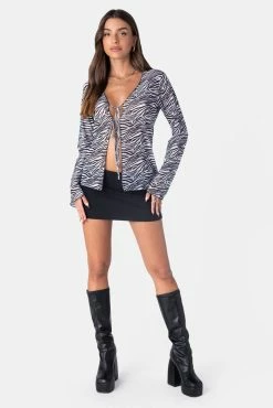 Adika Wild Tie-Front Mesh Top
