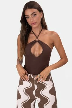 Adika Clothing Macchiato Ring-Detail Halter Bodysuit
