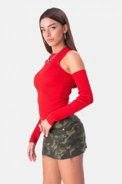 Adika Switch Cold-Shoulder Knitted Top Clothing