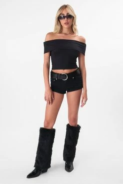 Adika Maleficent Ribbed Off-Shoulder Top