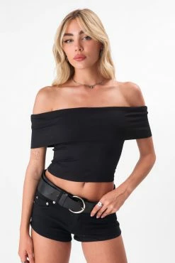 Adika Maleficent Ribbed Off-Shoulder Top