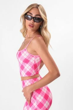 Adika Picnic-Mode Plaid Crop Top