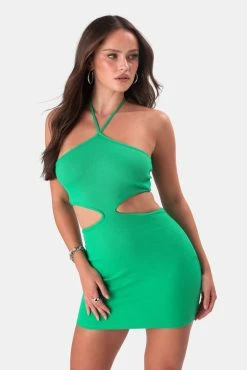 Adika New Clover Cut-Out Halter Mini Dress
