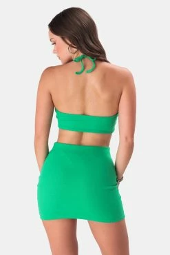 Adika New Clover Cut-Out Halter Mini Dress