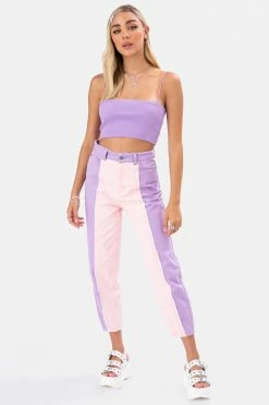 Adika Cranberry Color Block Jeans | STRAIGHT