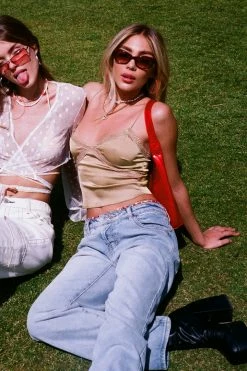 Adika Goldie Satin-Finish Cropped Cami Top