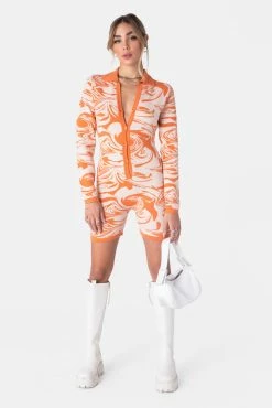 Adika Clothing Marbling Button-Up Knitted Romper