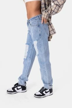 Adika Nash Rhinestone Detail Ripped Jeans | MOM