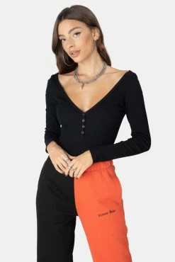 Adika Haton Half-Button Ribbed Bodysuit OUTLET