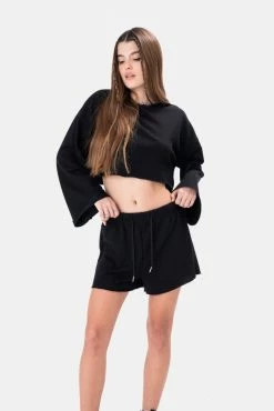 Adika Munro Bell-Sleeves Cropped Sweatshirt Clothing