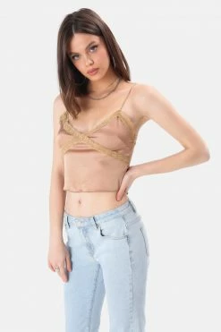 Adika Goldie Satin-Finish Cropped Cami Top