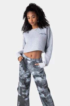 Adika WANT Embroidered Cropped Sweatshirt